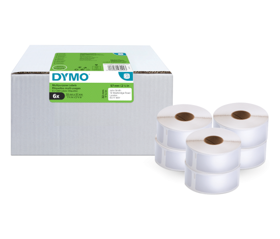 Dymo 2093094 etiket 6-pack 32x57mm wit papier, verwijderbaar