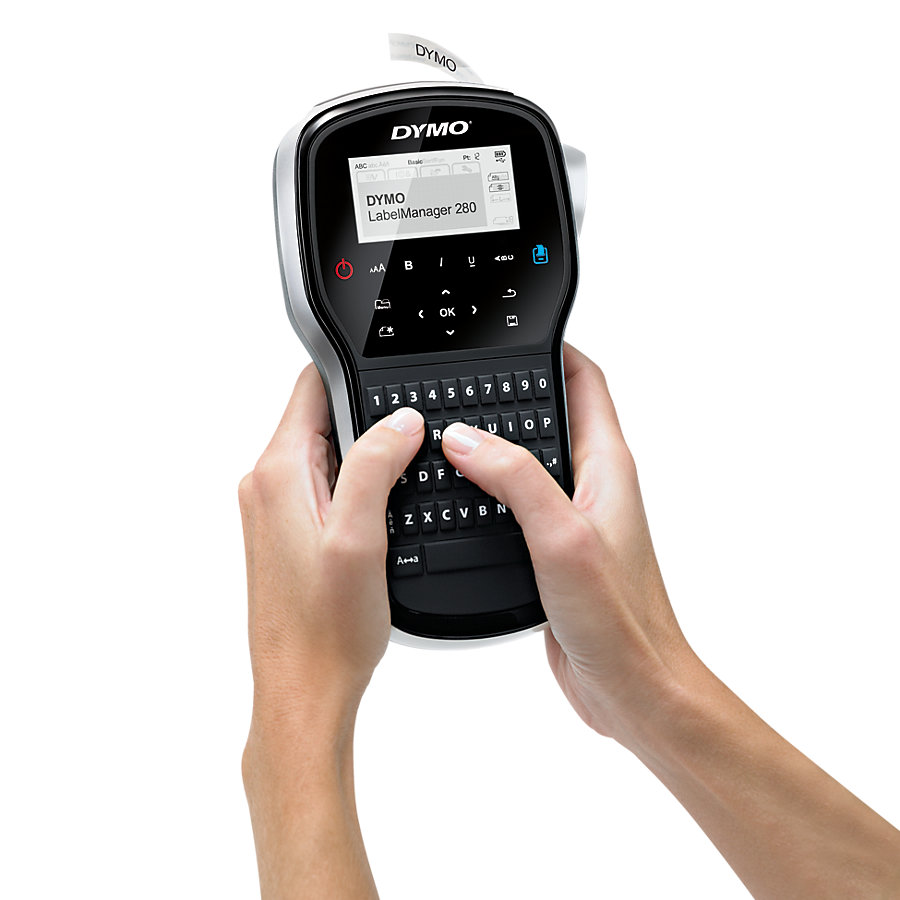 De LabelManager 280 is een draagbare printer met handig toetsenbord met PC layout De LabelManager 280 is een draagbare printer met handig toetsenbord met PC layout