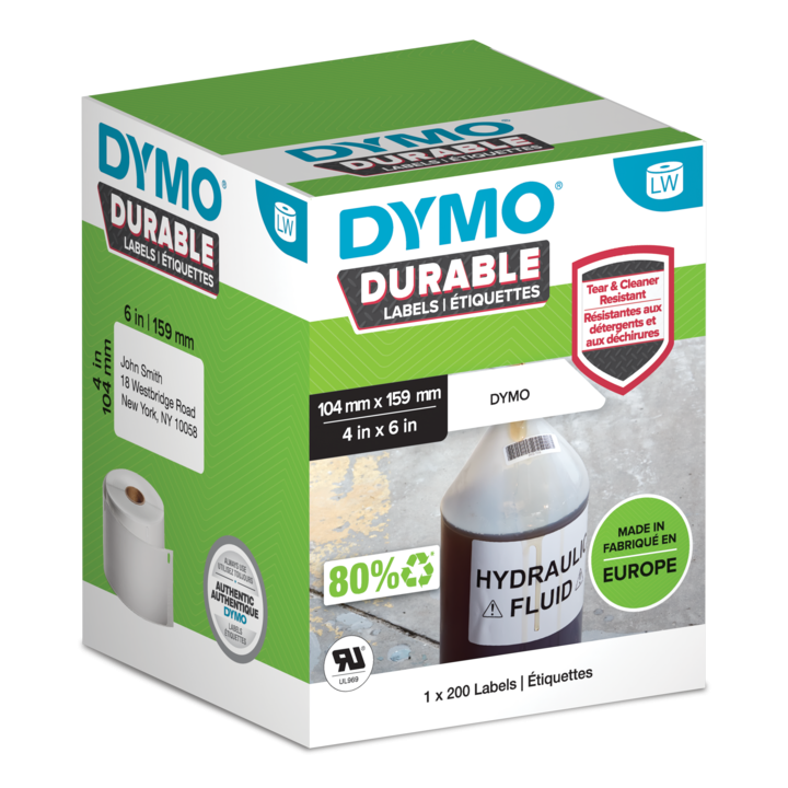 Dymo 2112287 duurzame 4XL etiketten 104x159mm Dymo 2112287 duurzame 4XL etiketten 104x159mm