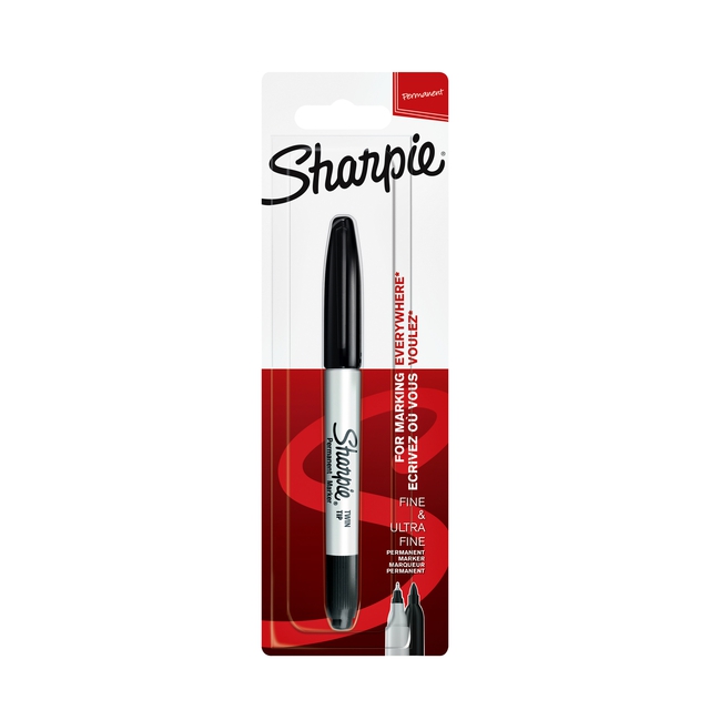 Sharpie Twin Tip permanente marker Zwart Fijne/ultra fijne punt 