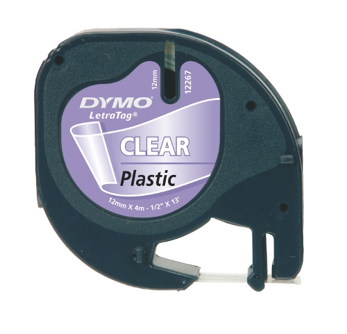 Dymo LetraTag tape 12267 zwart op transparant