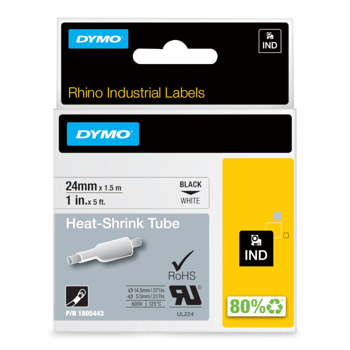 Rhino 1805443 Krimpkous 24mm zwart op wit