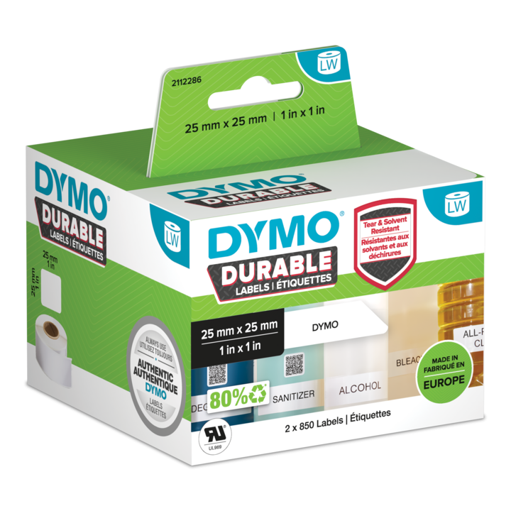 Dymo 2112286 duurzame LabelWriter etiketten 25x25mm Dymo 2112286 duurzame LabelWriter etiketten 25x25mm