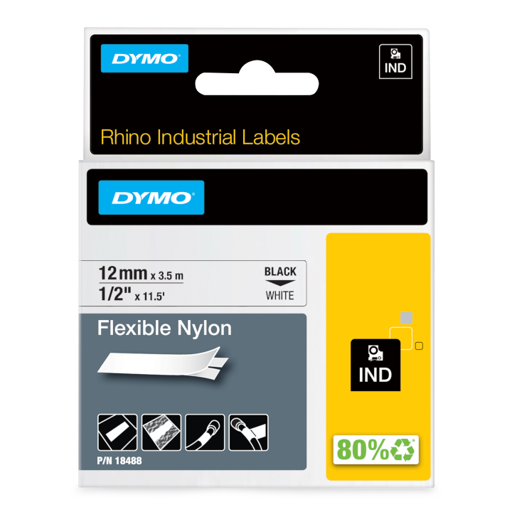 Rhino 18488 Flexibele Nylon 12mm zwart op wit