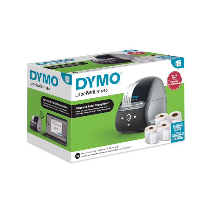 Dymo LabelWriter 550 Valuepack printer met 4 rollen labels