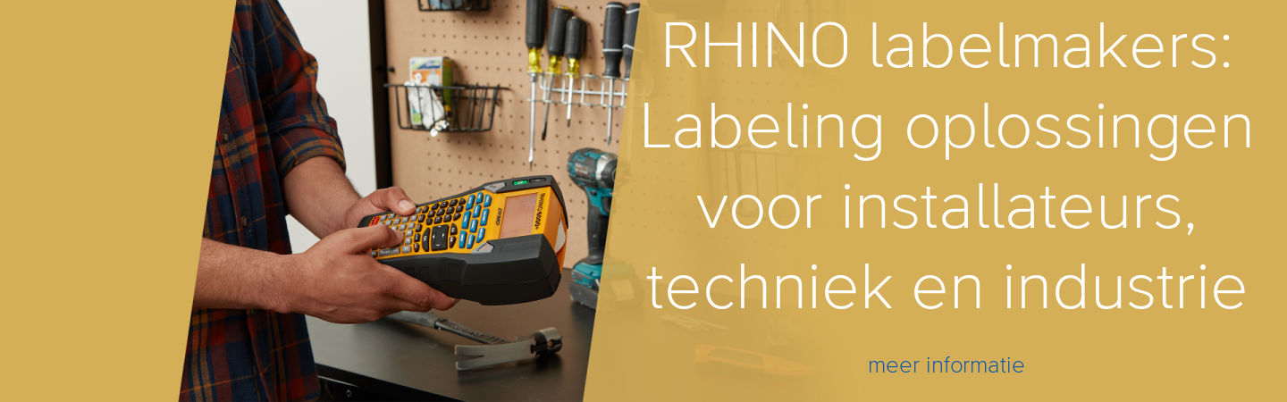 Rhino labelmakers: Labeling oplossingen voor installateurs, techniek en industrie Rhino Banner Nederlands