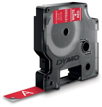 Dymo 1978366 duurzame D1 tape wit op rood 12mm Dymo 1978366 duurzame D1 tape wit op rood 12mm
