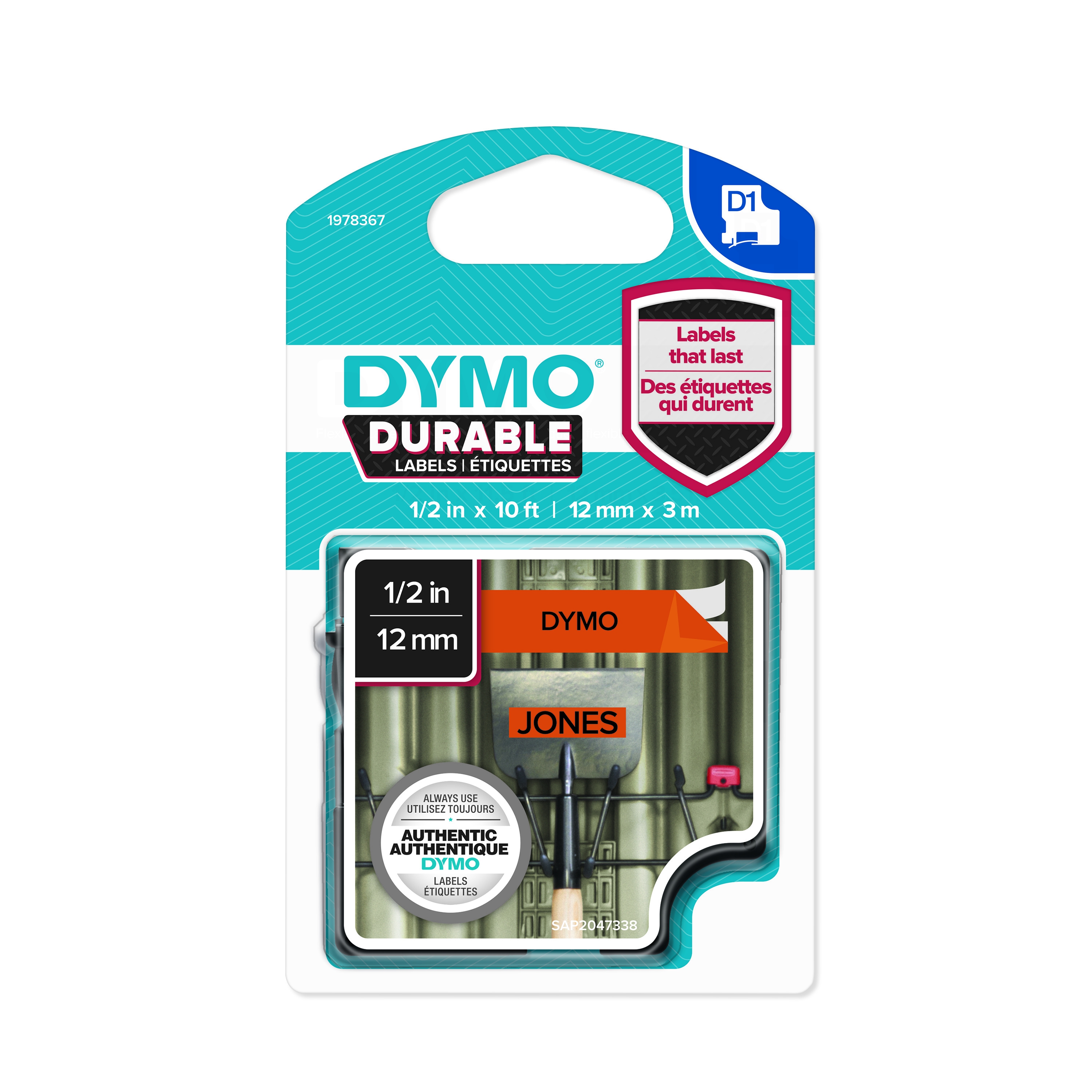 Dymo 1978367 duurzame D1 tape zwart op oranje 12mm