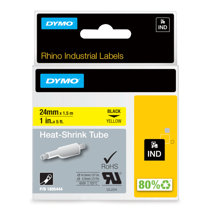 Rhino 1805444 Krimpkous 24mm zwart op geel