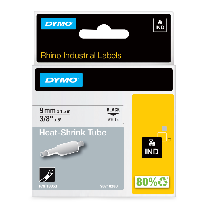 Rhino 18053 Krimpkous 9mm zwart op wit Rhino 18053 Krimpkous 9mm zwart op wit